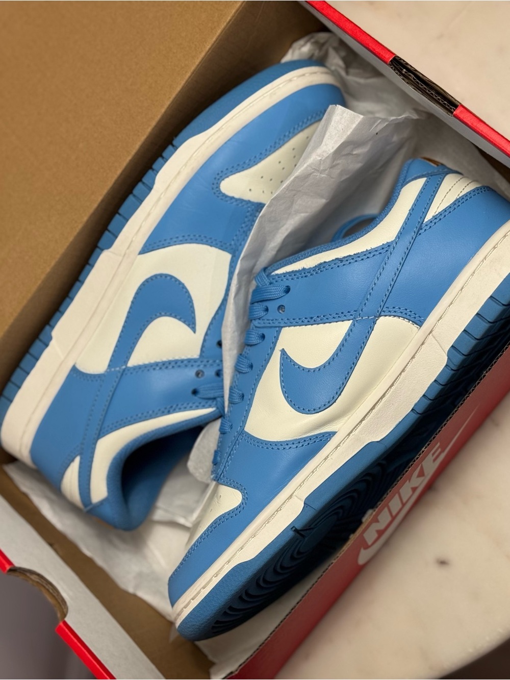 Nike Dunk Low-Top Sneakers in University Blue and White 8 men 9.5 women